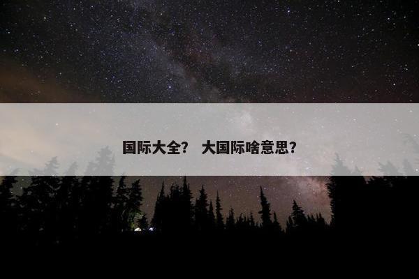 国际大全？ 大国际啥意思？