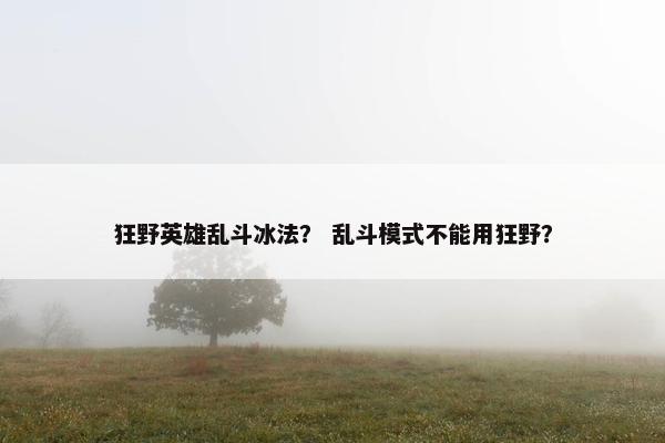 狂野英雄乱斗冰法？ 乱斗模式不能用狂野？