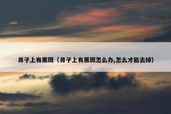 鼻子上有黑斑（鼻子上有黑斑怎么办,怎么才能去掉）